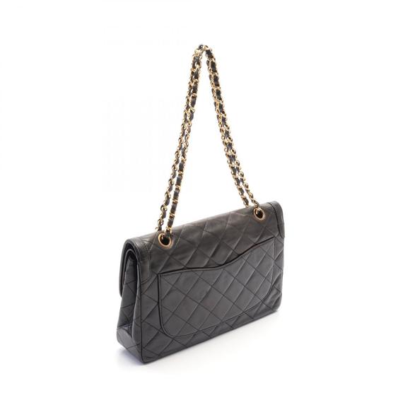 Chanel Matelasse W Flap Shoulder Bag Lambskin Black - Picture 2 of 9